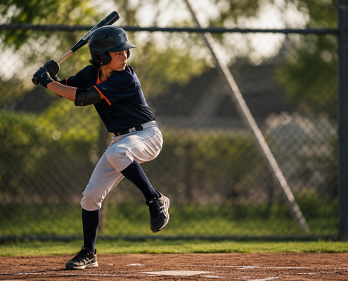 Youth hitter working on load timing with batting timing drills — float drill position at stride lift