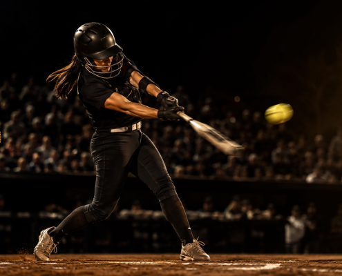 Fastpitch softball hitter in load position showing fastpitch softball hitting mechanics breakdown