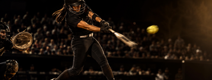 Fastpitch softball hitter in load position showing fastpitch softball hitting mechanics breakdown