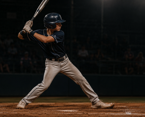 Youth baseball hitter stepping in the bucket